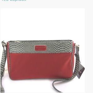 Ted Lapidus Red with gray shoulder strap crossbody bag